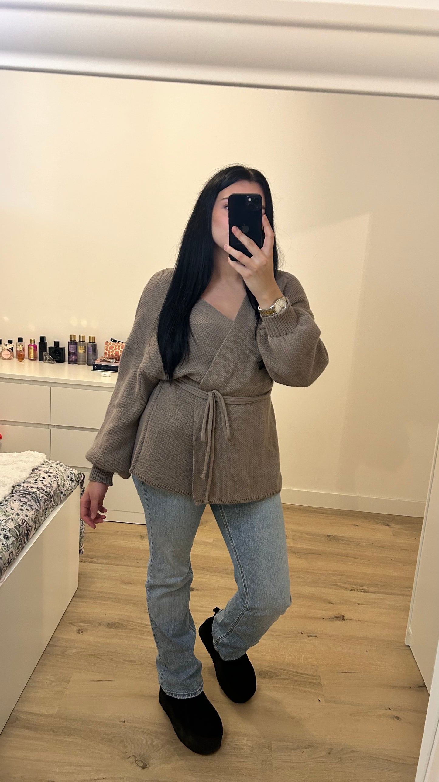Gilet à nouer taupe