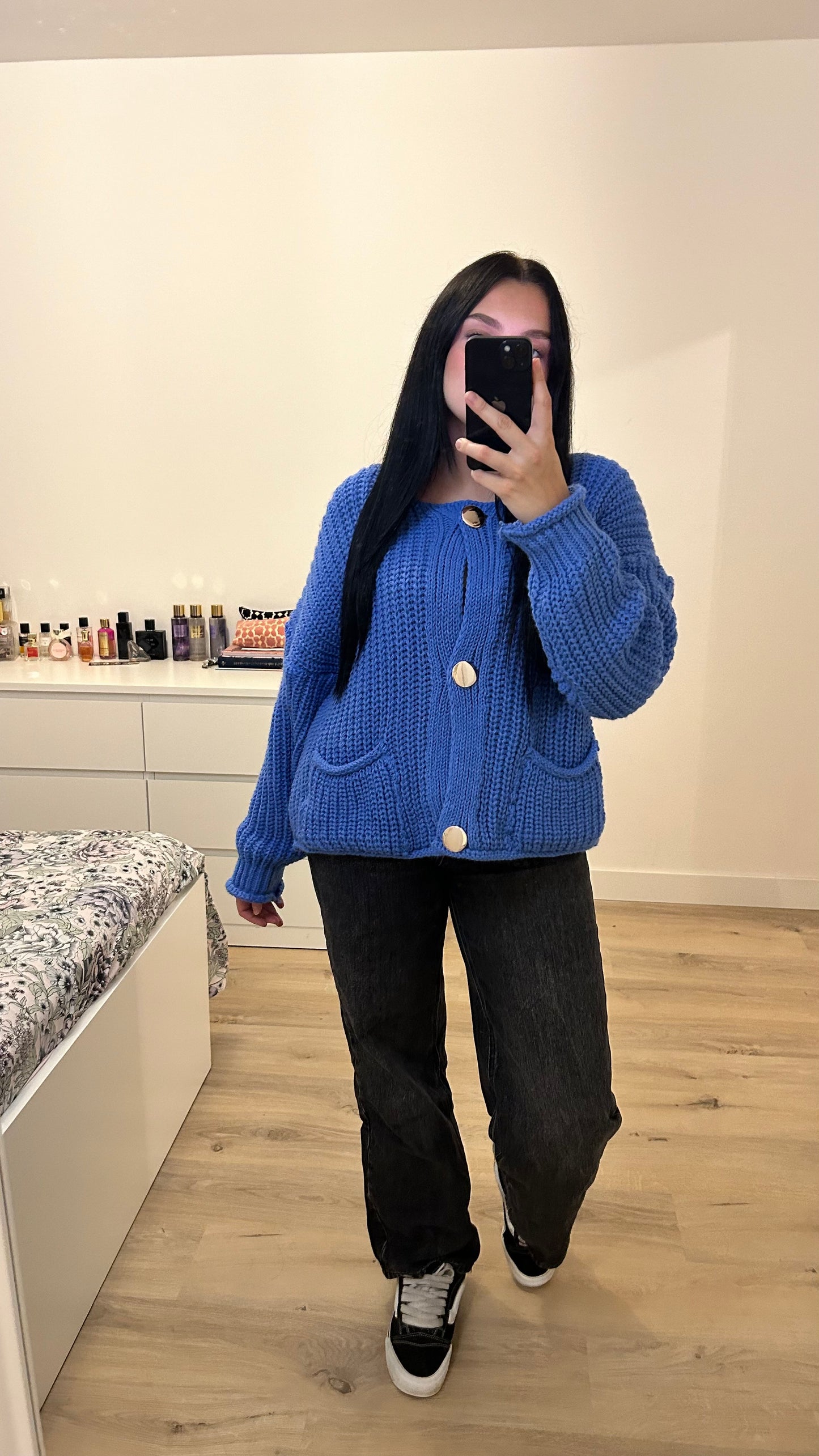 Pull en maille bleu