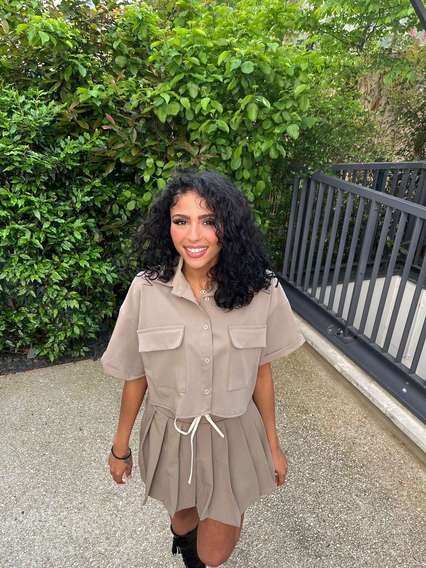 Ensemble jupe short marron